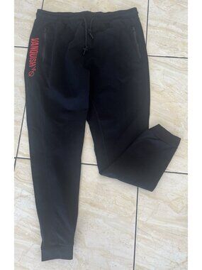 Vanquish Men's XXL Joggers Sweatpants Black Red Lettering Athletic Athleisure